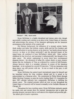 1988-08-14, The Frame Center Gallery, Bryan McFarlane trifold