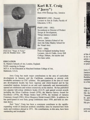 1988-08-14, The Frame Center Gallery, Karl Craig trifold