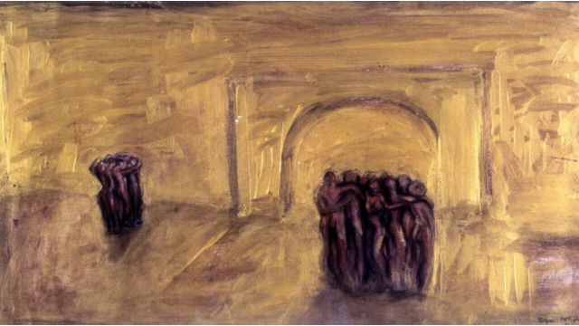 Bonding II from Brazilian Series, Acrylic Gold Paint and Conte on Rag Paper, 13.5x22inches, 1993 Bonding II from Brazilian Series, Acrylic Gold Paint and Conte on Rag Paper, 13.5x22inches, 1993