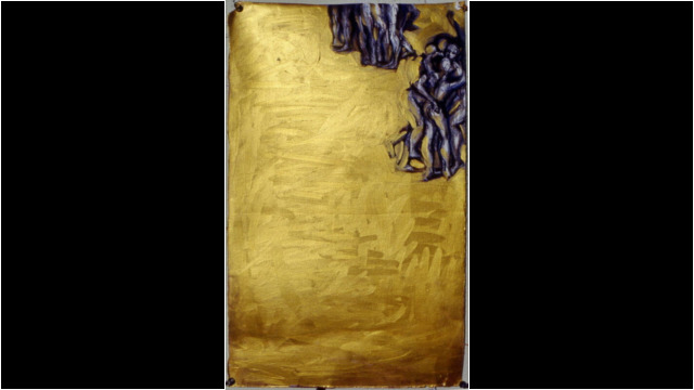 Bonding I from Brazilian Series, Acrylic Gold Paint and Conte on Rag Paper, 22x13.5inches, 1993 Bonding I from Brazilian Series, Acrylic Gold Paint and Conte on Rag Paper, 22x13.5inches, 1993