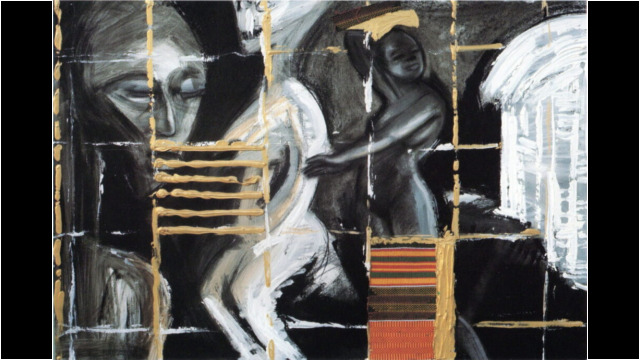 Kinte Dance, 40x50in, Mixed media, 1986, Bryan McFarlane (private collection) Kinte Dance, 40x50in, Mixed media, 1986, Bryan McFarlane (private collection)