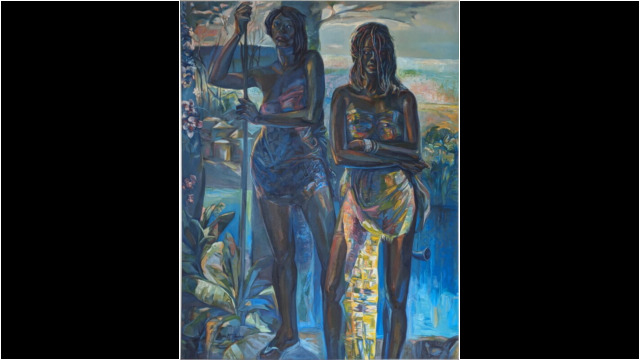 Maroon Women, 89x74inches, Oil on Linen, 1992 (Collection of Ouida Bradshaw) Maroon Women, 89x74inches, Oil on Linen, 1992 (Collection of Ouida Bradshaw)