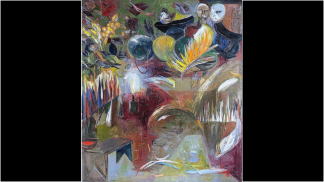 Ritual Yard from West African Series, Oil on Linen 60x50in, 1998 Ritual Yard from West African Series, Oil on Linen 60x50in, 1998