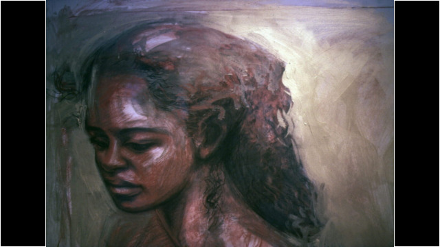 study-portrait drawing with gold paint, 1979 study-portrait drawing with gold paint, 1979